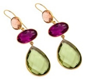 Nouvel arrivage de boucles d'oreilles en Quartz vert améthyste rose Tourmaline Quartz & Champagne pierre précieuse 925 argent Sterling poire et forme ovale - Product Image 1