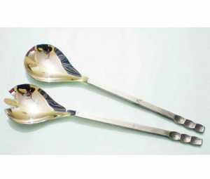 Ensemble de 2 couverts à salade en acier inoxydable et résine écologique, outils à salade de haute qualité à prix abordable pour la cuisine à domicile - Product Image 6