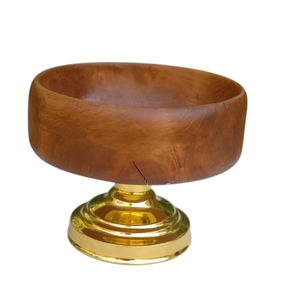 Frutero de madera Natural hecho a mano, plato de dulces, cuenco decorativo, cuenco para servir con Base dorada para decoración de mesa, utensilios de cocina - Product Image 1