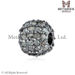 Fabricación de joyas para pulsera, collar, redondo, BOLA DE PLATA 925 sólida, pavé de diamante - Product Image 5