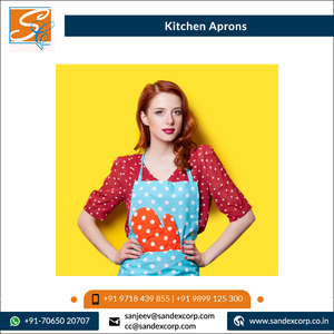 New Arrival Luxury Solid Pattern 100% Cotton Fabric Kitchen <b>Aprons</b>/ Knee Length Cross-back <b>Aprons</b> Wholesale in India - Product Image 6