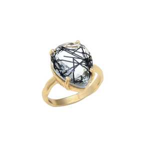 Nouvelle arrivée Bague en plaqué or noir Rutile Hydro Gemstone pour homme et femme - Product Image 1
