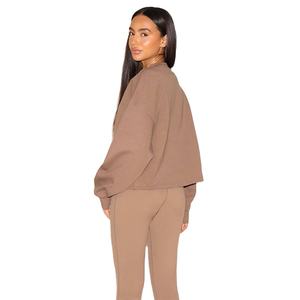 Sweat-shirt à demi-fermeture éclair pour femme Pull-over en polaire confortable Sweat-shirt à demi-fermeture éclair Streetwear Style Loose Fit Minimal Design Top - Product Image 3