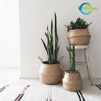 Exporté du Vietnam de haute qualité plantes à fleurs naturelles Pots paille tissé osier jonc de mer rotin panier de rangement à linge