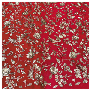 Tissu en dentelle florale non tissée en gros, avec des perles brodées, pour les vêtements de mode des filles et des garçons, les robes de mariée et les accessoires - Product Image 2