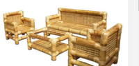 Conjunto de Sofá Cama de Bambú Sólido Ecológico, Reclinable, Moderno, para Interiores y Exteriores, de Tres Plazas, con Mesa Central
