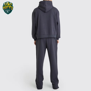 Men's Customizable 2-Piece Set Comfortable Flared Sweatpants Hoodie Streetwear <b>Jogger</b> Tracksuit with Collared Hood for Winter - Product Image 2