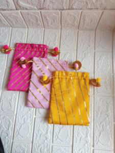 Indian Wedding <b>Potli</b> <b>Bag</b> Desi Mithai/Bhaji/Ladoo <b>Bag</b> for Return Gifts Lehariya Giveaway <b>Potli</b> with Gota Work Tassels Dry Fruits - Product Image 4