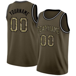 Vente en Gros Hommes Olive Camo-Noir Col Rond Côtelé Salute To Service Basketball Jersey - Product Image 5