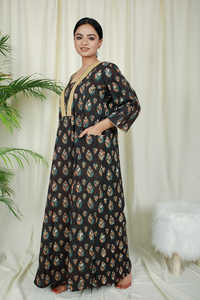 Latest Print <b>Plus</b> <b>Size</b> Kaftan for Women Three Quarter Sleeve Floor Length <b>Dress</b> - Product Image 3