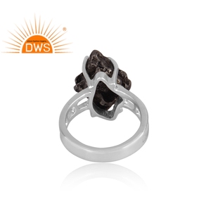 Venta caliente fina plata esterlina meteorito natural piedra preciosa anillo apilable fabricante de joyería personalizada - Product Image 4
