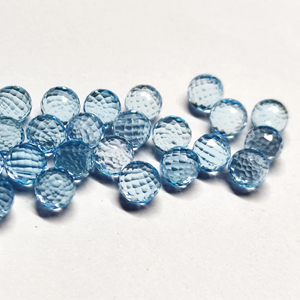 Sky <b>Blue</b> Topaz Faceted Balls Shape Gemstone 8mm Round Brilliant Cut <b>Blue</b> Gems Top Drilled Football Gemstone <b>Blue</b> Round <b>Beads</b> - Product Image 1