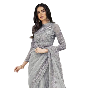 Indian New Trendy Designer Soft Banaras Saree con tejido Heavy Pall y Same Weaving Border Blusa Indian Saree para mujeres - Product Image 6