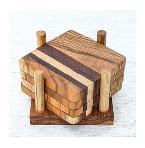 Dernier modèle 2025 Dessous de verre en bois d'acacia manguier fini à la main Vente en gros Nouveau style Vaisselle Décoration Ensemble de dessous de verre en bois pour thé - Product Image 4