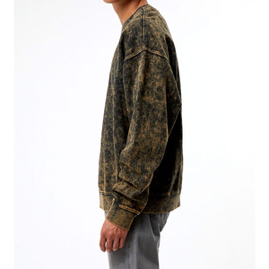 Sudaderas de lana con lavado ácido de peso pesado de alta calidad, pulóver, impresión personalizada, sudaderas básicas de cuello redondo en blanco, sudaderas con capucha y sudaderas - Product Image 3