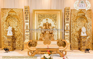 A medida tradicional Punjabi Anand Karaj ceremonia escenario decoración oro Sikh boda escenario Decoración Para Lavan Ceremonia - Product Image 5