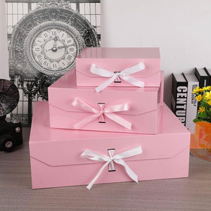 Caja de regalo Rosa extra grande con cinta, caja de regalo con cierre magnético de tapa, regalo plegable rectangular de propuesta de padrino (rosa) - Product Image 5