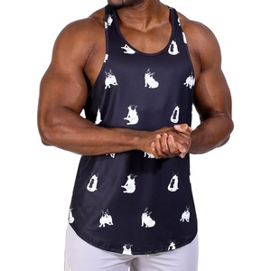 Nueva Camiseta sin Mangas Estampada para Hombre, Estilo Y-Back, con Aberturas, para Gimnasio, al por Mayor, Ropa Deportiva Lisa para Sublimación - Product Image 4