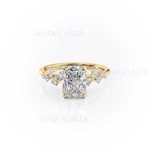 Anillo de Hombre de Moissanita con Corte Radiante Vintage Personalizado, Engaste de Canal Hecho a Mano, Oro de 10K/14K/18K, Piedras Laterales, Certificado GIA, Anillos de Moda - Product Image 6