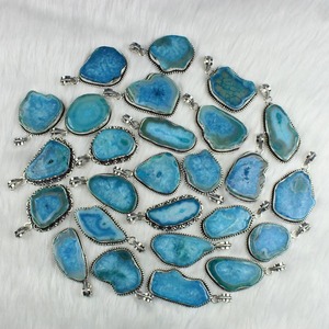 จี้ชิ้นหินควอตซ์พลังงานแสงอาทิตย์สีฟ้าขัดเงามากสำหรับผู้หญิงขายส่งชิ้นอัญมณี - Product Image 5