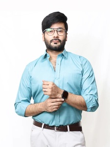 Vente en gros d'usine chemises en coton à manches longues de haute qualité pour hommes chemises habillées boutonnées solides pour hommes - Product Image 2