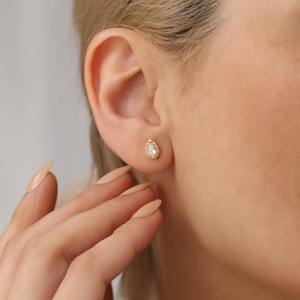 ต่างหูเม็ดเดี่ยวพลอยบุษราคัมสีขาวชุบทองเงินสเตอร์ลิงทันสมัยของขวัญสำหรับผู้หญิง - Product Image 2