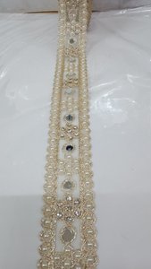 กำหนดเองทำด้วยเครื่องปักไข่มุกลูกไม้สีเดียวสำหรับการตกแต่งชุดเจ้าสาวและขายต่อ - Product Image 4