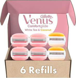 Gillette Venus ComfortGlide Refills for Women's Razors 4 White Tea + 2 ComfortGlide Plus Olay Refills Stainless Steel Four Blade - Product Image 3