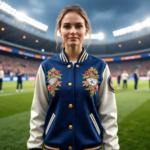 2024 Winter Fashion Women's Baseball Varsity Jackets Custom Embroidery Bomber Varsity Jacket Women's Button <b>Down</b> Varsity Coat - Product Image 3