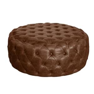 Ensemble de canapé rond capitonné en cuir véritable marron 80x80x40 CM Design moderne de luxe Durable pour l'école, le parc, l'atelier - Product Image 1