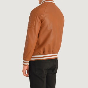 OEM cuero Varsity chaquetas de los hombres-Retro acanalado-Cuff Bomber de alta calidad estilo urbano cálido invierno Streetwear capas para los hombres - Product Image 2
