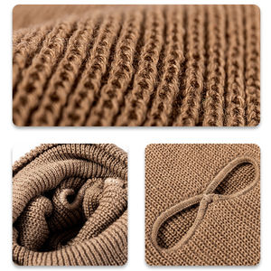 หมวกไหมพรมถักแบบสวมหัวหมวกผ้ากำมะหยี่ปักลายโลโก้สามรูสำหรับใส่เล่นสกีฤดูหนาว - Product Image 6