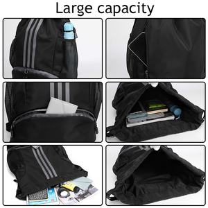 กระเป๋าเป้ผ้านิ่มสำหรับเดินทางกระเป๋าโพลีเอสเตอร์กันน้ำพร้อมกระเป๋าหูรูดและสายรัดโลโก้แบบลำลอง - Product Image 5