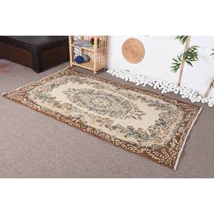 พรมตุรกีสีเบจสีน้ำตาลวินเทจแบบคลาสสิกพื้นที่ขนาดใหญ่3.8x6.7ฟุตวัสดุผ้าขนสัตว์ยางเย็บปะติดปะต่อกันด้านหลังสำหรับห้องโถงสี่เหลี่ยมผืนผ้าห้อง - Product Image 3