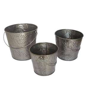 Maceta galvanizada de metal con acabado rústico lavado blanco con mango, último diseño para decoración de viveros de jardinería, maceta - Product Image 5