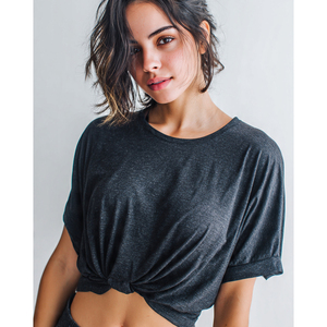 เสื้อยืดออกกำลังกายผู้หญิงทรงหลวม เสื้อยืดฟิตเนสแขนสั้น เสื้อยืดเทรนเนอร์สำหรับผู้หญิง - Product Image 6