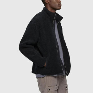 Premium Zip-Up <b>Sherpa</b> <b>Fleece</b> Jacket for <b>Men</b> Winter High Street Style Custom Embroidery Stand Collar Designed Fabric Manufacturer - Product Image 3