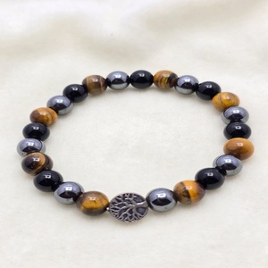 Wholesale AAA-Grade Engraved hematite black <b>obsidian</b> tiger eye Bracelet Natural Gemstone Crafts Healing Pattern Starch - Product Image 2