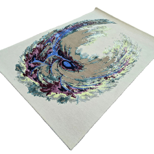 Alfombra de lana con mechones a mano de lujo, pila cortada, moderna, abstracta, texturizada, para sala de estar, dormitorio, alta calidad, 1 pieza, lavable para mascotas - Product Image 1