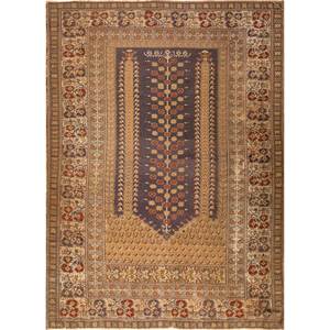 Tapis en laine noués à la main Aalam, motif floral et abstrait rouge et orange, pour entrée et salon, 9x12 rectangulaire - Paem-1262 - Product Image 1