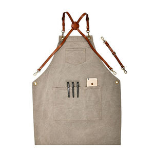 New Style Genuine Leather Cross-Back <b>Apron</b> with Pockets Waterproof Leather Material Barber <b>Aprons</b> for Salon Use - Product Image 5