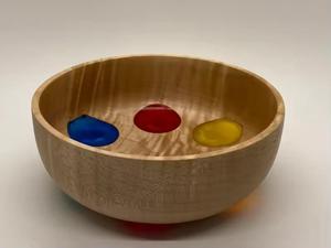 Resin Border Wood and <b>Epoxy</b> Resin Fruit Bowl Creative Salad Bowl Decorative Wooden Bowl Plates Dishes Dinnerware Type - Product Image 5