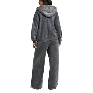 Nouveau élégant femmes Logo personnalisé acide lavage fermeture éclair à capuche survêtement jambe survêtement pantalon survêtement pièce ensemble femme survêtement 2026 - Product Image 4