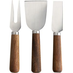 Ensemble de 4 mini-couteaux à fromage en acier inoxydable avec manche en bois, ustensiles de cuisine, ensemble de coupe-fromage - Product Image 1