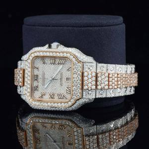 Montre entièrement sertie de diamants HPHT cultivés en laboratoire avec cristal saphir, montre de luxe en acier inoxydable à prix de gros. Ceci est élégant - Product Image 3
