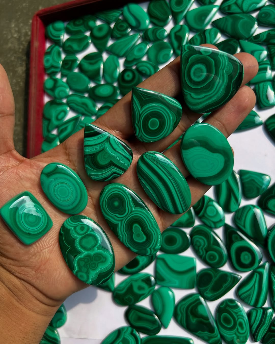 High Quality Natural Green Malachite Cabochon Loose Gemstones in Various Shapes and Sizes Best Material at Wholesale Price