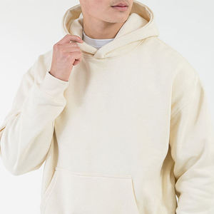 Sweat à capuche épais en coton éponge française de haute qualité pour hommes, sweat à capuche surdimensionné avec impression personnalisée et épaules tombantes. - Product Image 4