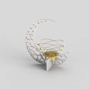 Hilal lune bougeoir noir et or photophore décoratif croissant de lune bougeoir arabe Style islamique décor à la maison - Product Image 6