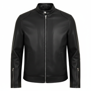 Veste en cuir pour motard pour homme avec fermeture éclair de haute qualité pour les vestes de moto - Product Image 1
