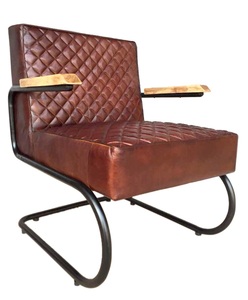Fauteuil de canapé industriel en cuir véritable pour une utilisation moderne à la maison ou en atelier - Product Image 2